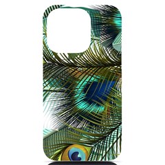 Peacock Feathers Blue Green Texture Iphone 14 Pro Black Uv Print Case by Wav3s