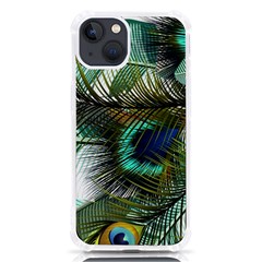 Peacock Feathers Blue Green Texture Iphone 13 Tpu Uv Print Case by Wav3s