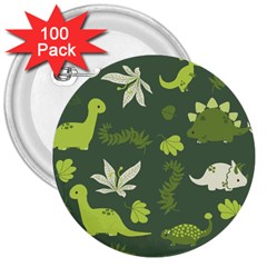 Cute Dinosaur Pattern 3  Buttons (100 Pack)  by Wav3s