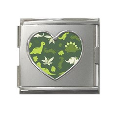 Cute Dinosaur Pattern Mega Link Heart Italian Charm (18mm) by Wav3s