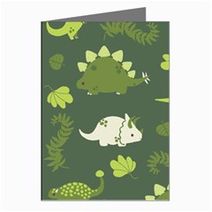 Cute Dinosaur Pattern Greeting Cards (pkg Of 8)