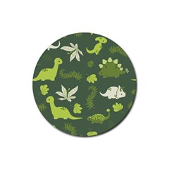 Cute Dinosaur Pattern Rubber Round Coaster (4 Pack) by Wav3s