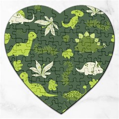 Cute Dinosaur Pattern Jigsaw Puzzle (heart) by Wav3s