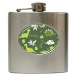 Cute Dinosaur Pattern Hip Flask (6 oz) Front