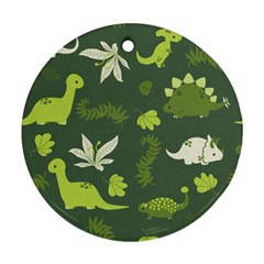 Cute Dinosaur Pattern Round Ornament (two Sides) by Wav3s