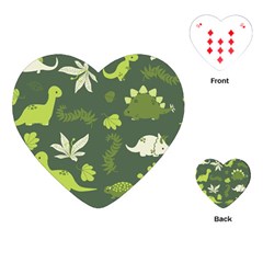 Cute Dinosaur Pattern Playing Cards Single Design (heart)