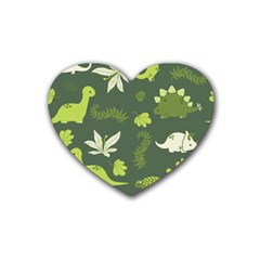 Cute Dinosaur Pattern Rubber Coaster (heart) by Wav3s