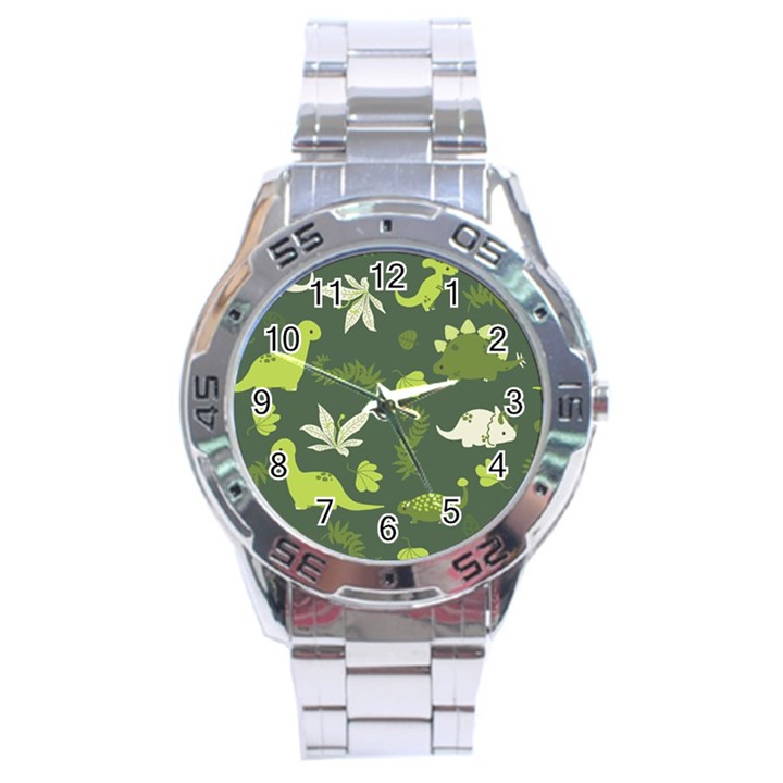 Cute Dinosaur Pattern Stainless Steel Analogue Watch