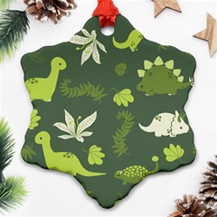 Cute Dinosaur Pattern Snowflake Ornament (two Sides)