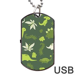 Cute Dinosaur Pattern Dog Tag Usb Flash (one Side) by Wav3s