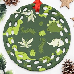 Cute Dinosaur Pattern Ornament (round Filigree)