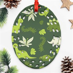 Cute Dinosaur Pattern Ornament (oval Filigree)