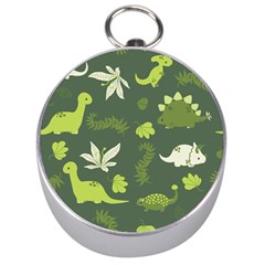 Cute Dinosaur Pattern Silver Compasses by Wav3s