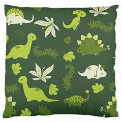 Cute Dinosaur Pattern Large Premium Plush Fleece Cushion Case (two Sides) by Wav3s