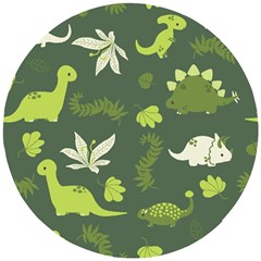 Cute Dinosaur Pattern Wooden Puzzle Round by Wav3s