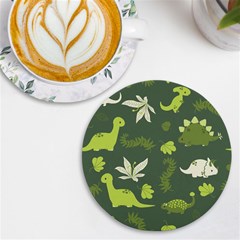 Cute Dinosaur Pattern Uv Print Round Tile Coaster by Wav3s