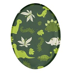 Cute Dinosaur Pattern Oval Glass Fridge Magnet (4 Pack) by Wav3s