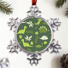 Cute Dinosaur Pattern Metal Large Snowflake Ornament by Wav3s