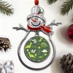 Cute Dinosaur Pattern Metal Snowman Ornament Front