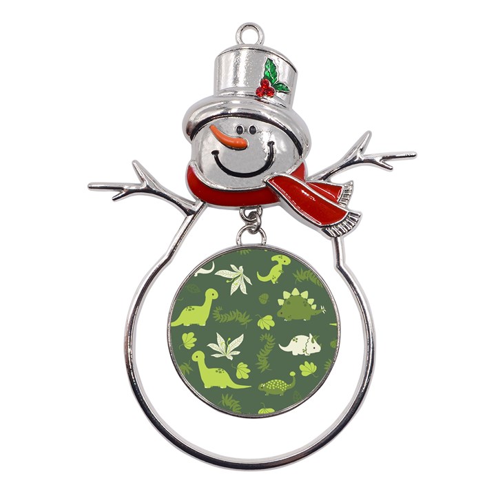 Cute Dinosaur Pattern Metal Snowman Ornament