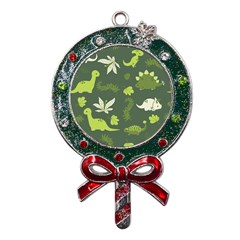 Cute Dinosaur Pattern Metal X mas Lollipop With Crystal Ornament by Wav3s