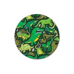 Dino Kawaii Magnet 3  (round) by Wav3s