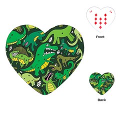 Dino Kawaii Playing Cards Single Design (heart)