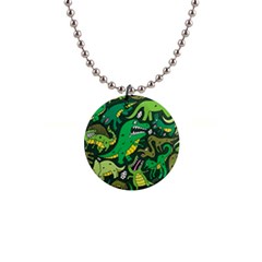 Dino Kawaii 1  Button Necklace