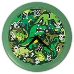 Dino Kawaii Color Wall Clock by Wav3s