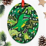 Dino Kawaii Ornament (Oval Filigree) Front