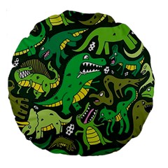 Dino Kawaii Large 18  Premium Round Cushions by Wav3s