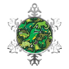 Dino Kawaii Metal Small Snowflake Ornament