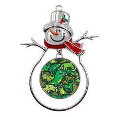 Dino Kawaii Metal Snowman Ornament