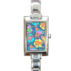 Dinosaur Pattern Rectangle Italian Charm Watch by Wav3s