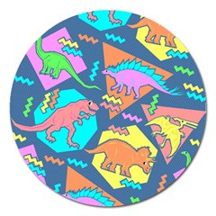 Dinosaur Pattern Magnet 5  (round) by Wav3s