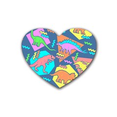 Dinosaur Pattern Rubber Coaster (heart) by Wav3s