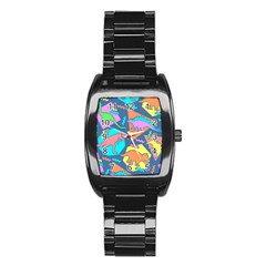 Dinosaur Pattern Stainless Steel Barrel Watch by Wav3s