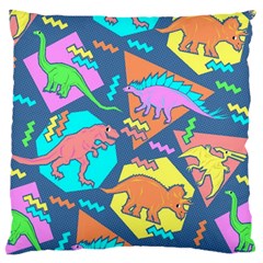 Dinosaur Pattern Large Premium Plush Fleece Cushion Case (two Sides) by Wav3s