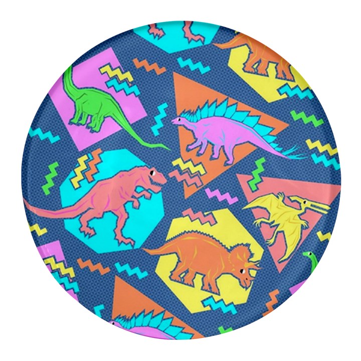 Dinosaur Pattern Round Glass Fridge Magnet (4 pack)