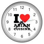 I love Asian cuisine Wall Clock (Silver) Front