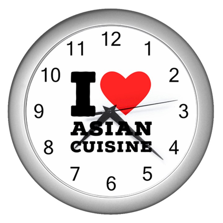 I love Asian cuisine Wall Clock (Silver)