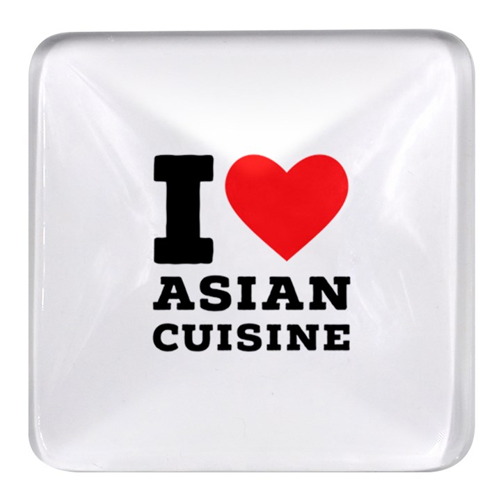 I love Asian cuisine Square Glass Fridge Magnet (4 pack)