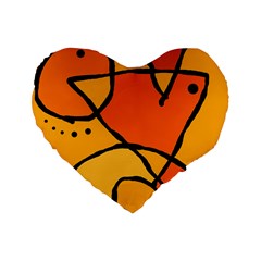 Mazipoodles In The Frame - Orange Standard 16  Premium Flano Heart Shape Cushions by Mazipoodles