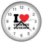 I love Chinese cuisine Wall Clock (Silver) Front