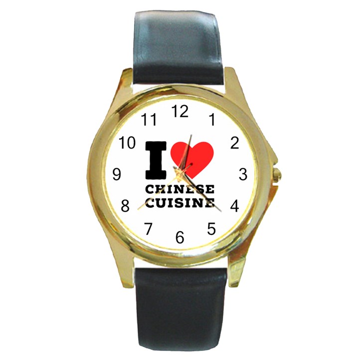 I love Chinese cuisine Round Gold Metal Watch