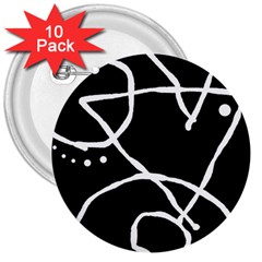 Mazipoodles In The Frame - Black White 3  Buttons (10 Pack)  by Mazipoodles