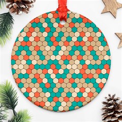 Multicolored Honeycomb Colorful Abstract Geometry Ornament (round) by Vaneshop