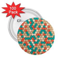 Multicolored Honeycomb Colorful Abstract Geometry 2 25  Buttons (100 Pack)  by Vaneshop