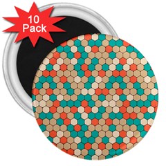 Multicolored Honeycomb Colorful Abstract Geometry 3  Magnets (10 Pack)  by Vaneshop