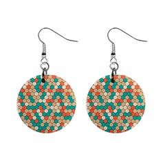 Multicolored Honeycomb Colorful Abstract Geometry Mini Button Earrings by Vaneshop